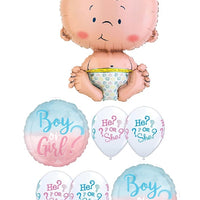 Gender Reveal Cute Baby He or She Balloons Bouquet