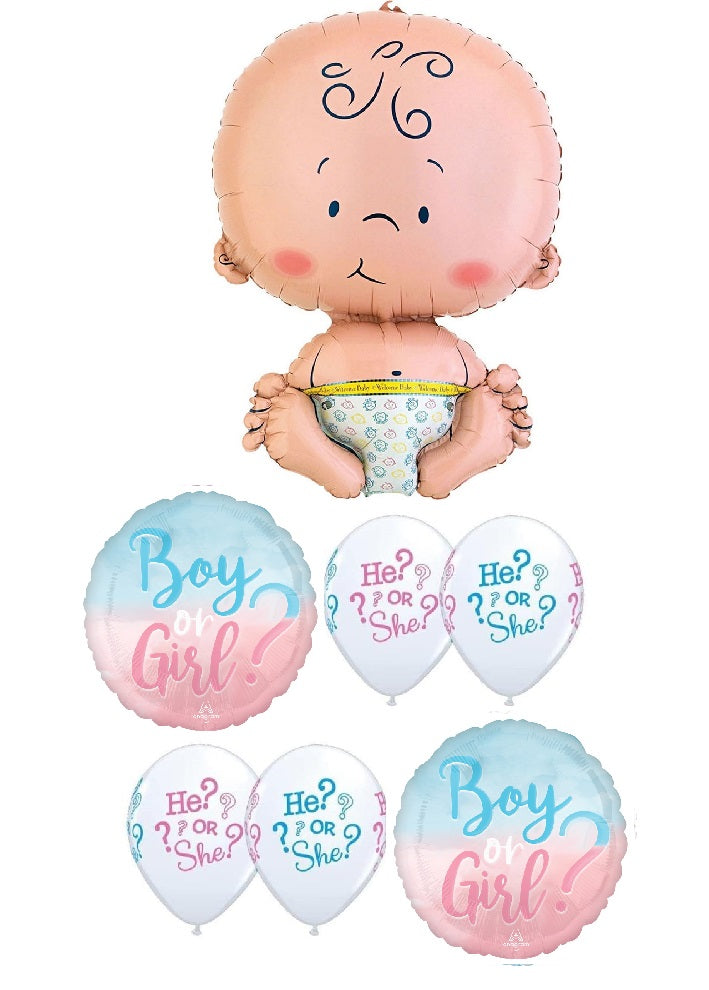 Gender Reveal Cute Baby He or She Balloons Bouquet