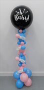 Gender Reveal Oh Baby Pink and Blue Balloons Pacifiers Stand Up