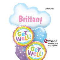 Get Well Rainbow Cloud Personalize Balloon Bouquet with Helium Weight