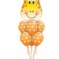 Jungle Animals Giraffe Orange Polka Dots Balloon Bouquet