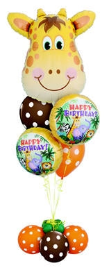 Jungle Animals Giraffe Deluxe Birthday Balloon Bouquet