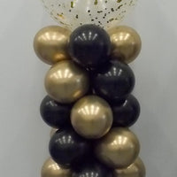 1920s Great Gatsby Gold Confetti Chrome Black Balloon Column