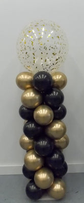 1920s Great Gatsby Gold Confetti Chrome Black Balloon Column