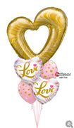 Open Heart Marble Gold Love Balloon Bouquet with Helium and Weight