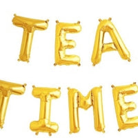 Gold 16 inch Foil Balloon Letters TEA TIME