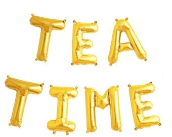 Gold 16 inch Foil Balloon Letters TEA TIME