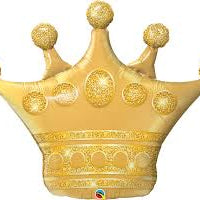 Golden Crown Foil Balloon with Helium and Weight