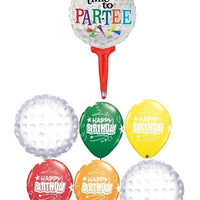 Golf Ball Tee Birthday Balloon Bouquet with Helium and Weight