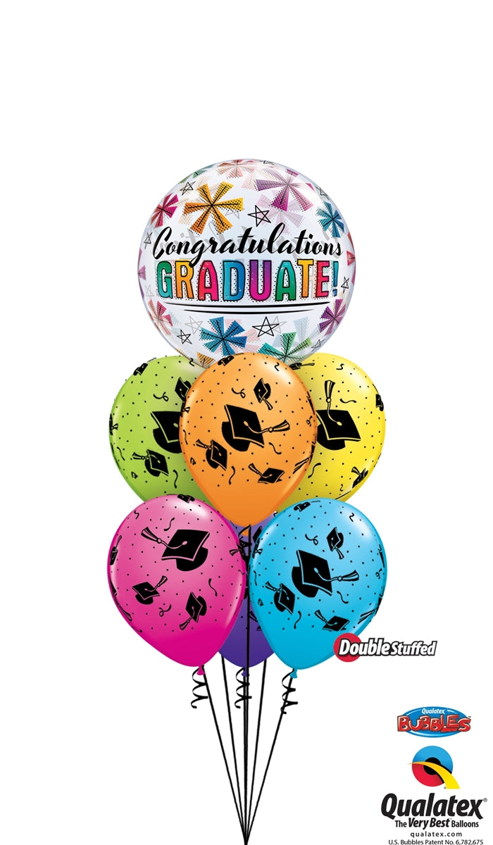 Graduation Stars Congratulation Bubble Balloon Bouquet