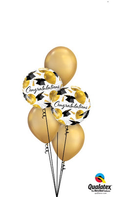 Graduation Congratulations Gold Balloon Bouquet of 7