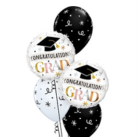 Graduation Stars Dot Hat Balloon Bouquet with Helium and Weight