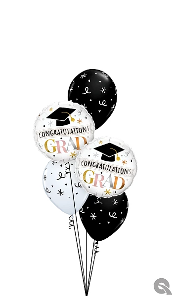 Graduation Stars Dot Hat Balloon Bouquet with Helium and Weight