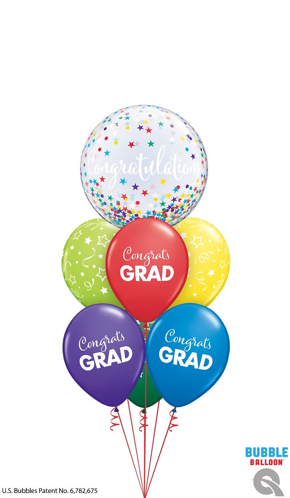 Graduation Congratulations Stars Bubble Balloons Bouquet
