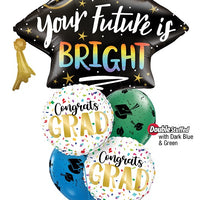 Graduation Hat Your Future Is Bright Balloon Bouquet with Helium and Weight