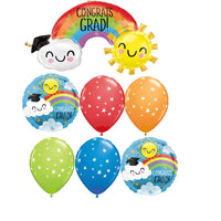 Graduation Rainbow Congrats Grad Balloons Bouquet with Helium and Weight