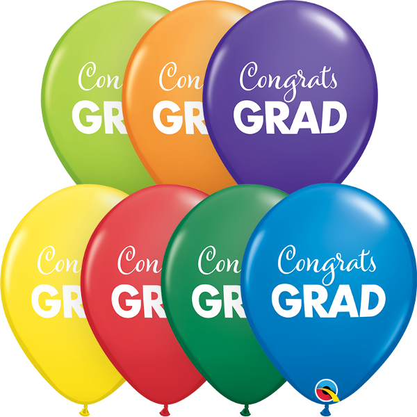 11 inch Graduation Congrats Grad Balloons with Helium and Float