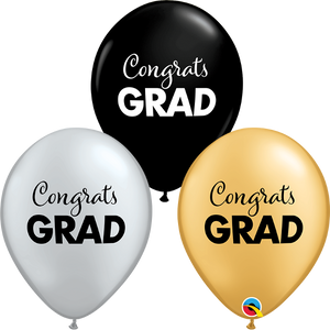11 inch Graduation Congrats Grad Balloons with Helium and Hi Float