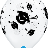 11 inch Graduation Hats Clear Balloons with Helium and Hi Float