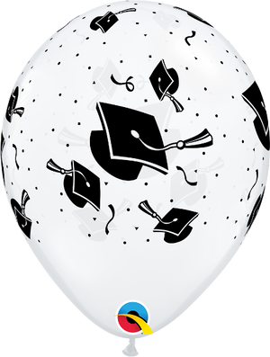 11 inch Graduation Hats Clear Balloons with Helium and Hi Float