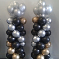 New Year Gumball Chrome Silver Gold Black Balloon Columns