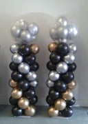 New Year Gumball Chrome Silver Gold Black Balloon Columns