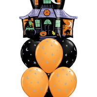 Halloween Haunted House Crescent Moon and Stars Balloons Bouquet