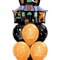 Halloween Haunted House Skeleton Balloon Bouquet with Helium Weight