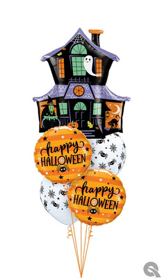 Halloween Haunted House Spiders Balloon  Bouquet with Helium Weight