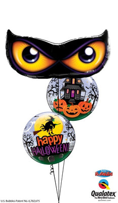 Halloween Spooky Eyes Bubble Balloon Bouquet with Helium and Weight