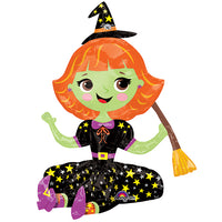 21 inch Halloween Sitting Witch Foil Balloons AIR FILLED ONLY