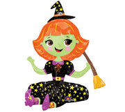 21 inch Halloween Sitting Witch Foil Balloons AIR FILLED ONLY