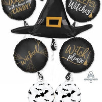 Halloween Witch Silhouette Balloon Bouquet with Helium Weight