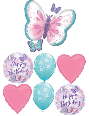 Birthday Flutters Butterfly Balloon Bouquet with Helium Weight