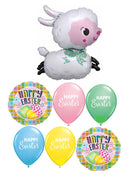 Happy Easter Lamb Balloons Bouquet with Helium and Weight