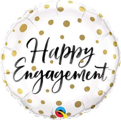 18 inch Happy Engagement Dots Foil Balloon with Helium