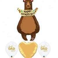 Happy Fathers Day Bear Best Dad Balloon Bouquet with Helium and Weight