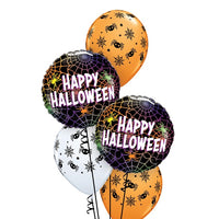 Happy Halloween Spider Webs Stars Balloon Bouquet with Helium Weight
