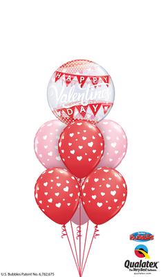 Happy Valentines Day Banner Bubble Hearts Balloon Bouquet