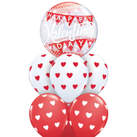 Happy Valentines Day Banner Bubble Red White Hearts Balloon Bouquet