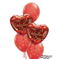 Happy Valentines Day Classic Gold Hearts Balloon Bouquet