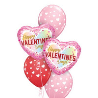 Valentines Day Confetti Ombre Balloosn Bouquet with Helium Weight