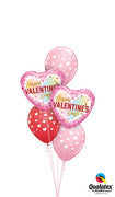Valentines Day Confetti Ombre Balloosn Bouquet with Helium Weight