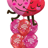 Happy Valentines Day Hugging Heart Balloons Bouquet with Helium Weight