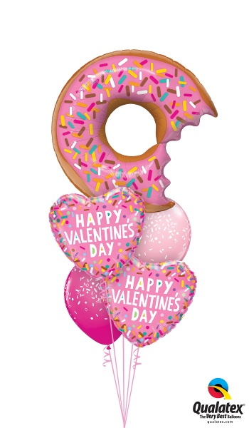 Happy Valentines Day Donut Sprinkle Balloon Bouquet with Helium Weight