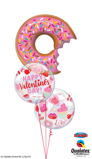 Valentines Day Donut Sprinkles Balloon Bouquet with Helium Weight