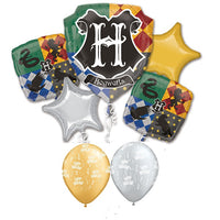 Harry Potter Hogwarts Crest Birthday Balloon Bouquet Helium Weight