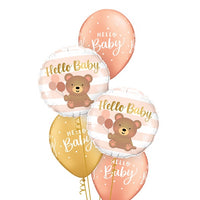 Hello Baby Bear Polka Dots Balloon Bouquet with Helium and Weight