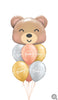 Hello Baby Bear Metallic Dots Balloon Bouquet with Helium and Weight