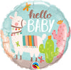 18 inch Hello Baby Llama Foil Balloons with Helium